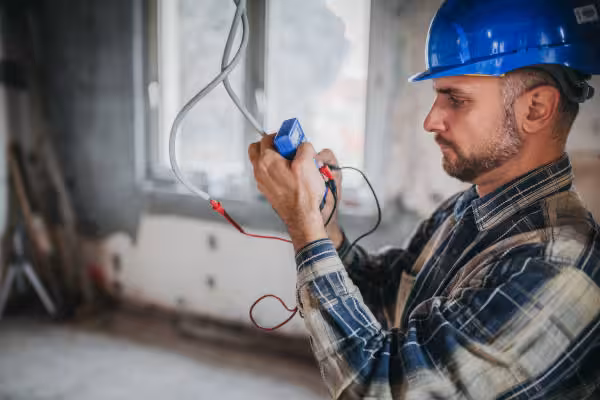 Professional electrician installing switchboard upgrade for stable power supply in Melbourne business